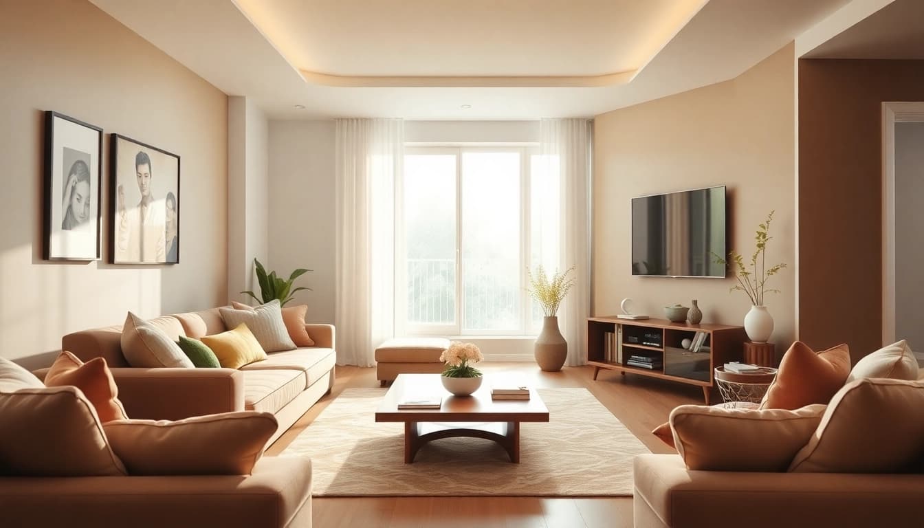 Captivating living room scene showcasing tv mounting with stylish decor elements.