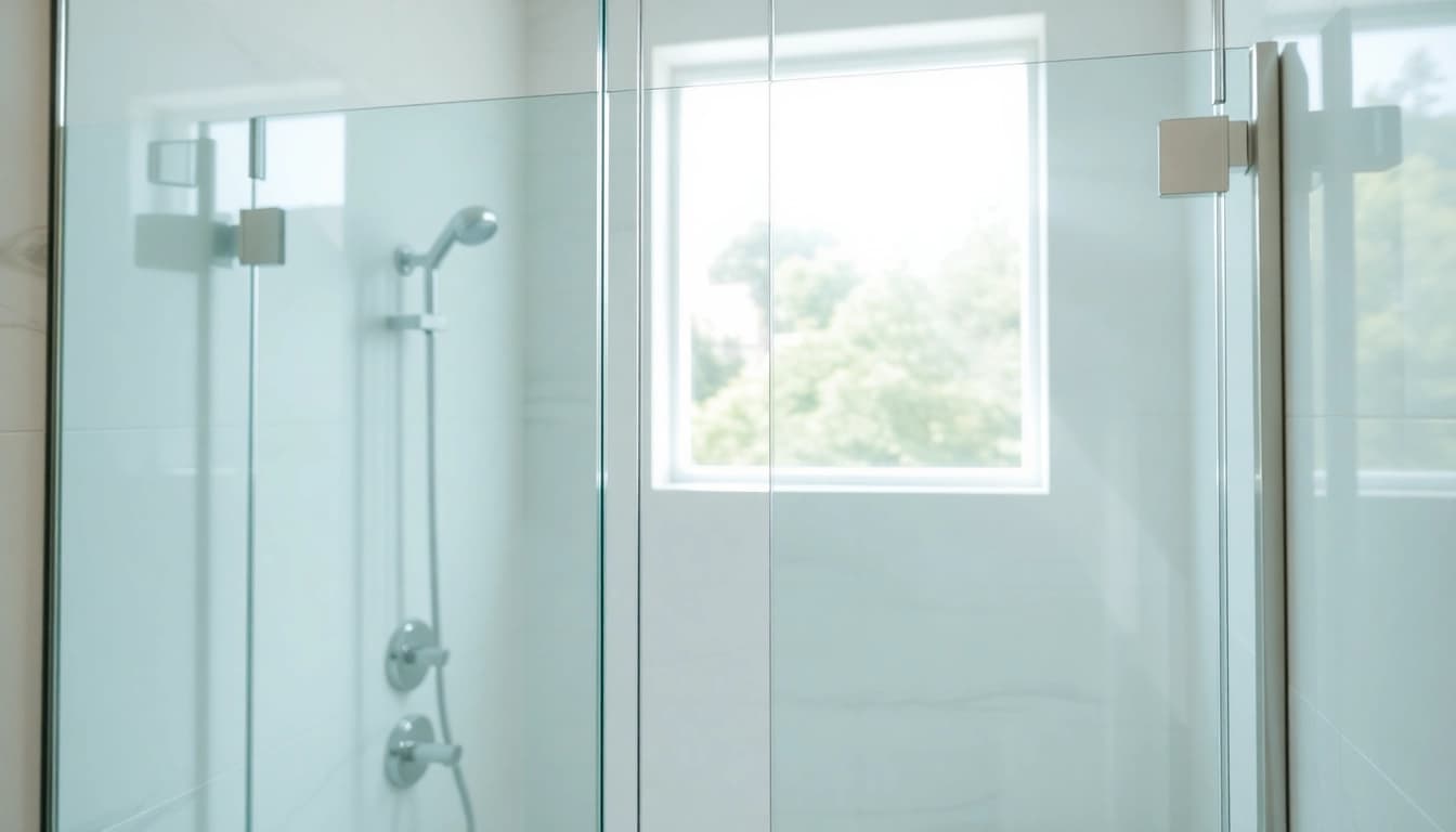 Showcase of semi-frameless shower screens in a stylish bathroom with natural light.
