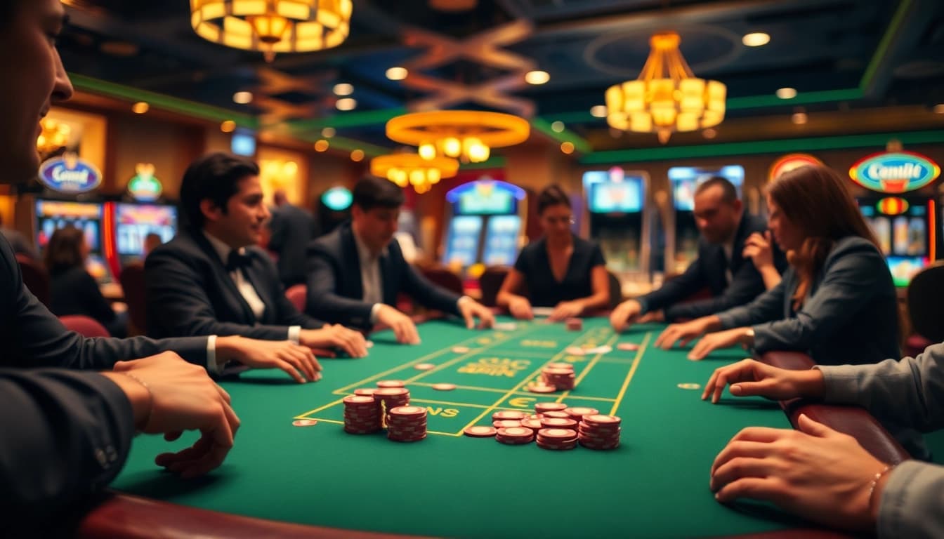 Experience as38 deposit qris 24 jam with vibrant casino scene featuring players and colorful chips.