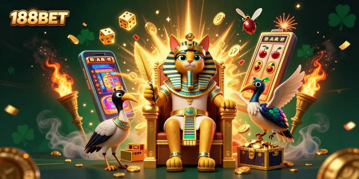 Experience thrilling wins at 188BET with a vibrant 3D illustration of casino excitement.