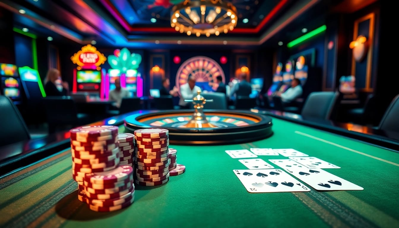 Jeu de poker captivant mettant en avant "casino en ligne france fiable" avec des tables vibrantes et des joueurs excités.