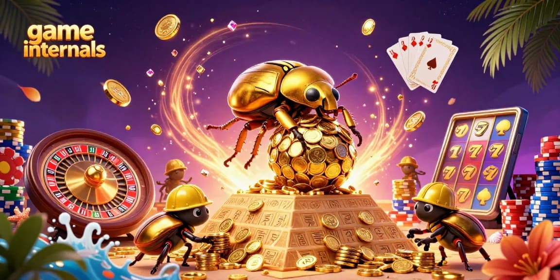 Experience gameinternals through a vibrant 3D illustration of casino excitement.