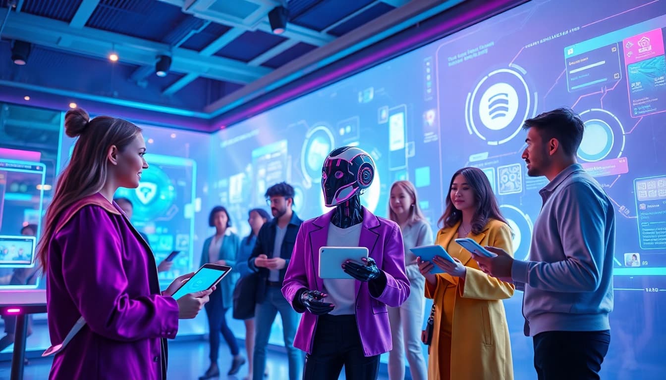 Interactive scene depicting a lively AI chatbot engaging with characters, highlighting sex ai technology.