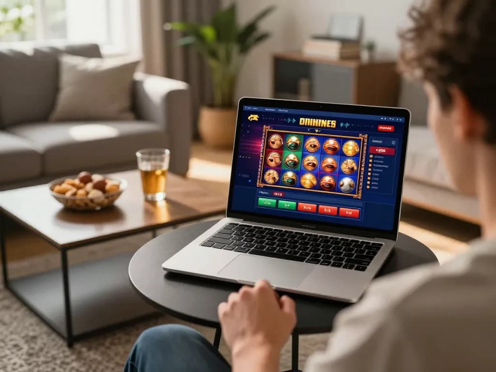 Engaging with online casinos in Canada reddit while playing slots in a cozy home setup.