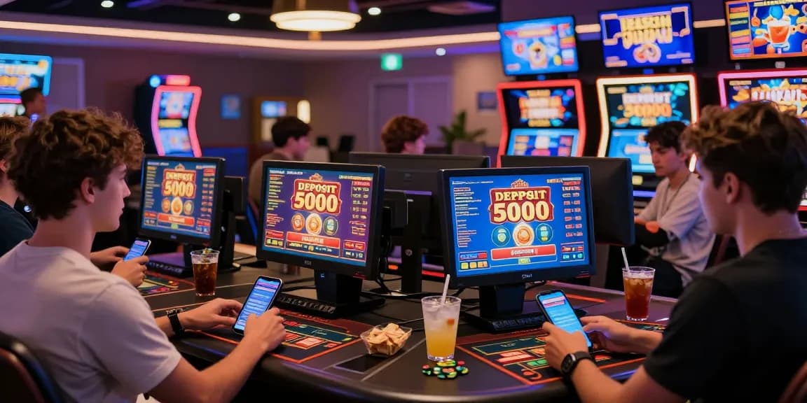 Players enjoying a vibrant online gaming session featuring slot deposit 5000 opportunities in an energetic digital casino environment.