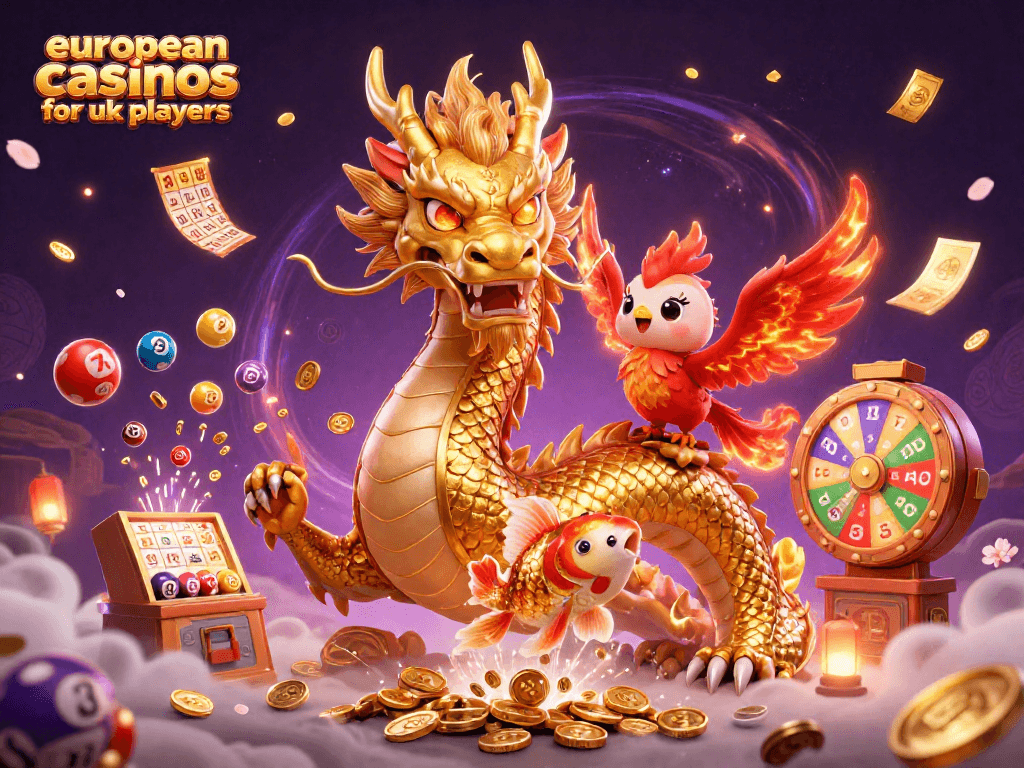 Experience the magic with european casinos for uk players featuring dragons, phoenixes, and vibrant gaming elements.
