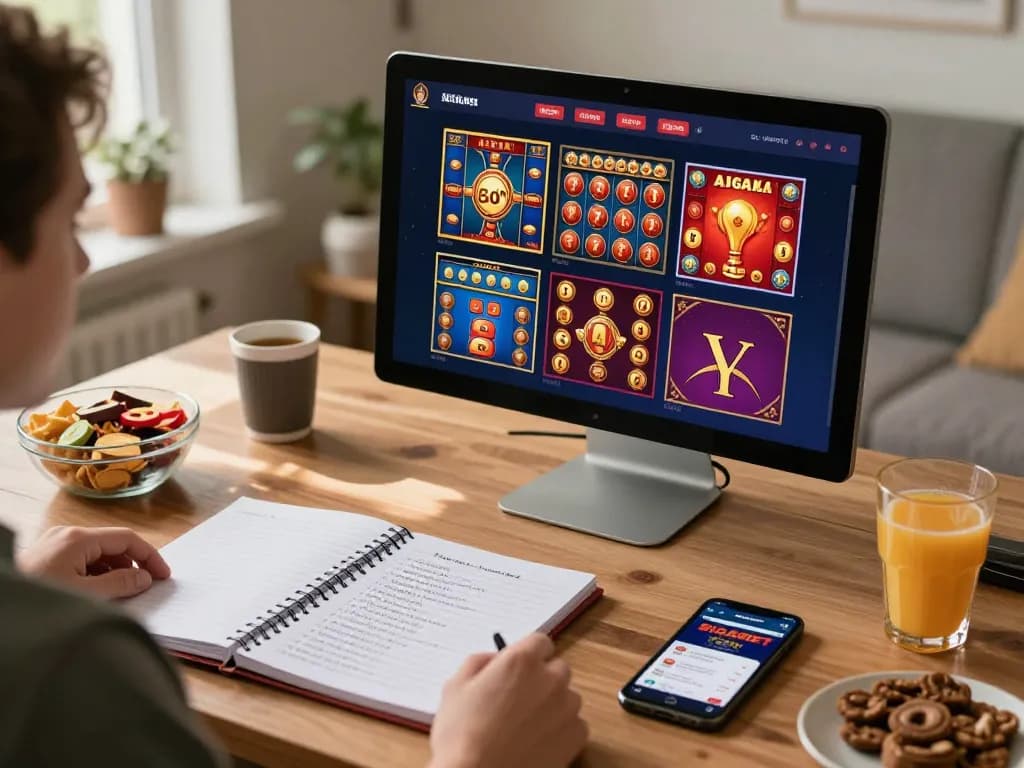 Engaged player enjoying multiple games on SIGAPBET's online platform in a cozy home setting.
