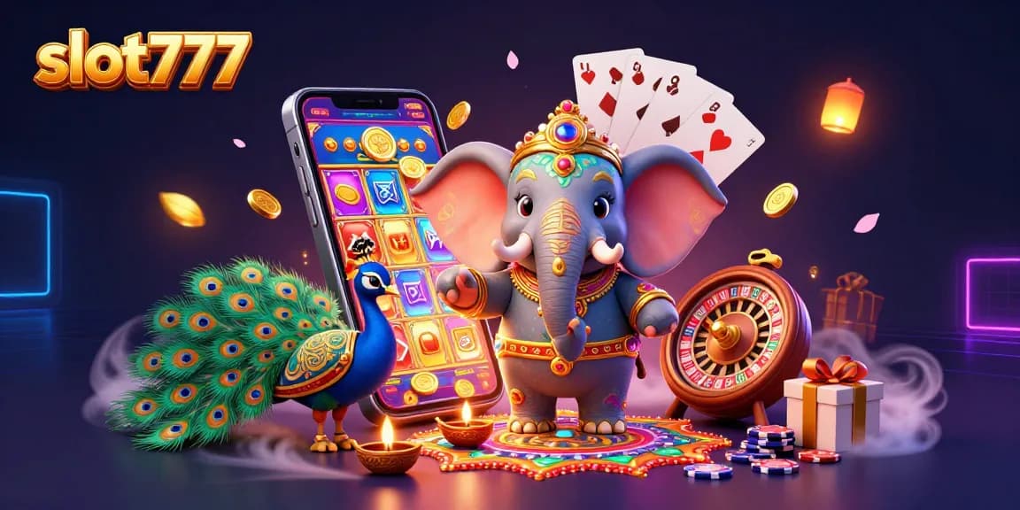 Experience thrill with slot777 in this captivating 3D casino illustration featuring vibrant characters and gameplay elements.