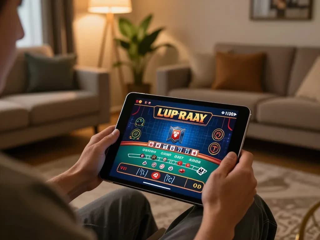 Casinò online italiani non aams: Engaging in online blackjack strategy at home with a tablet.