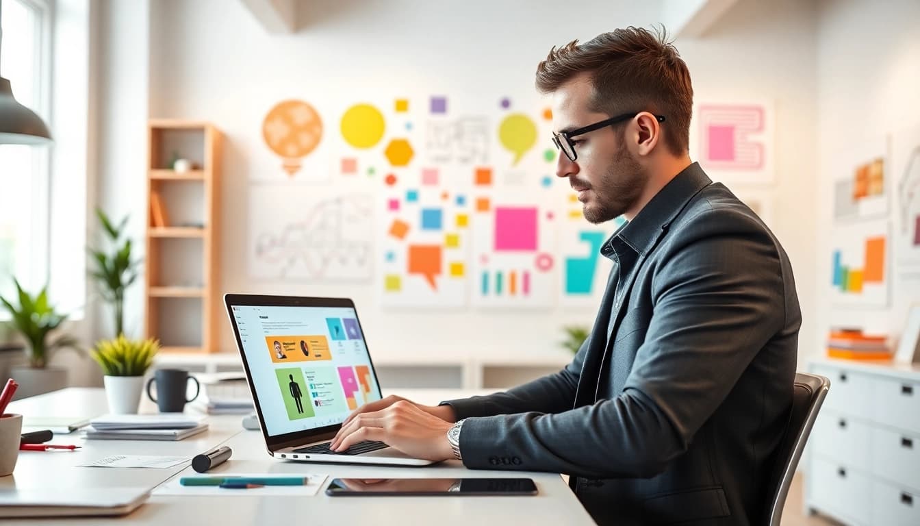 Webdesign kreativ gestalten mit einem Designer in einem inspirierenden Büro.