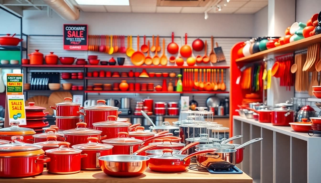 Shop for premium cookware shop Auckland, showcasing an array of stylish pots and pans.
