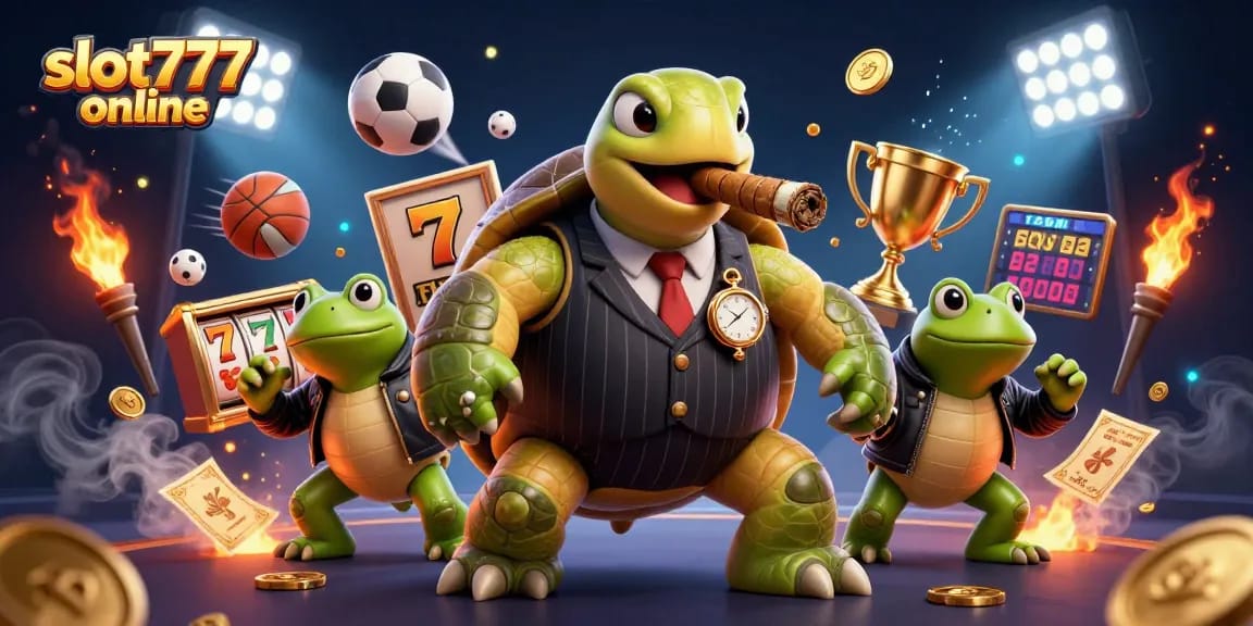 Engage in thrilling gameplay with slot777 online, featuring a massive turtle mobster and dynamic slot games.