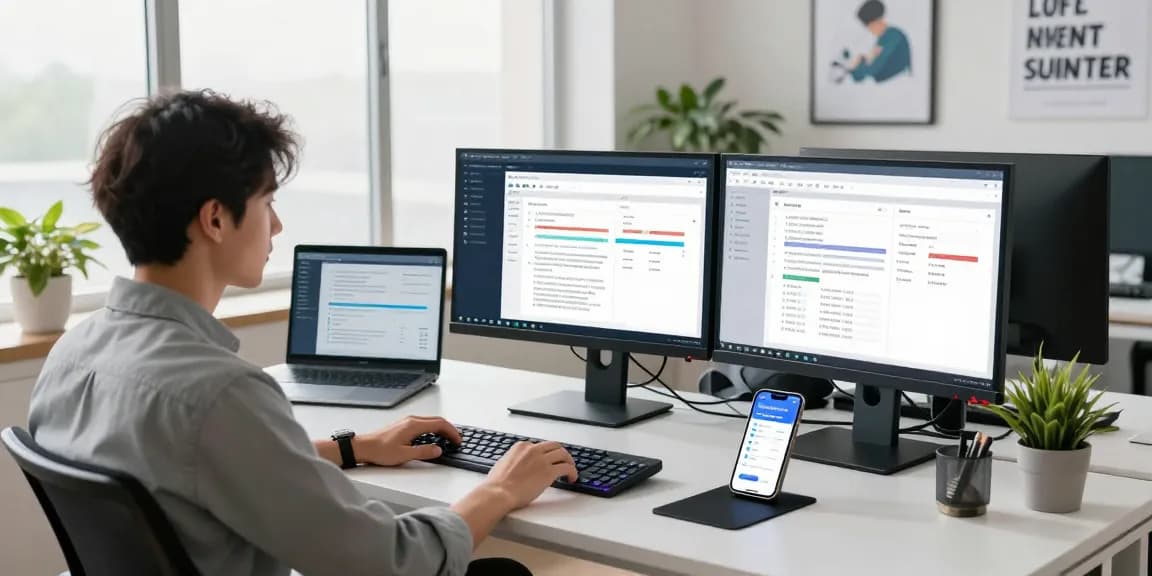 Detect fake PDF technology in action, data analyst verifying documents using AI.