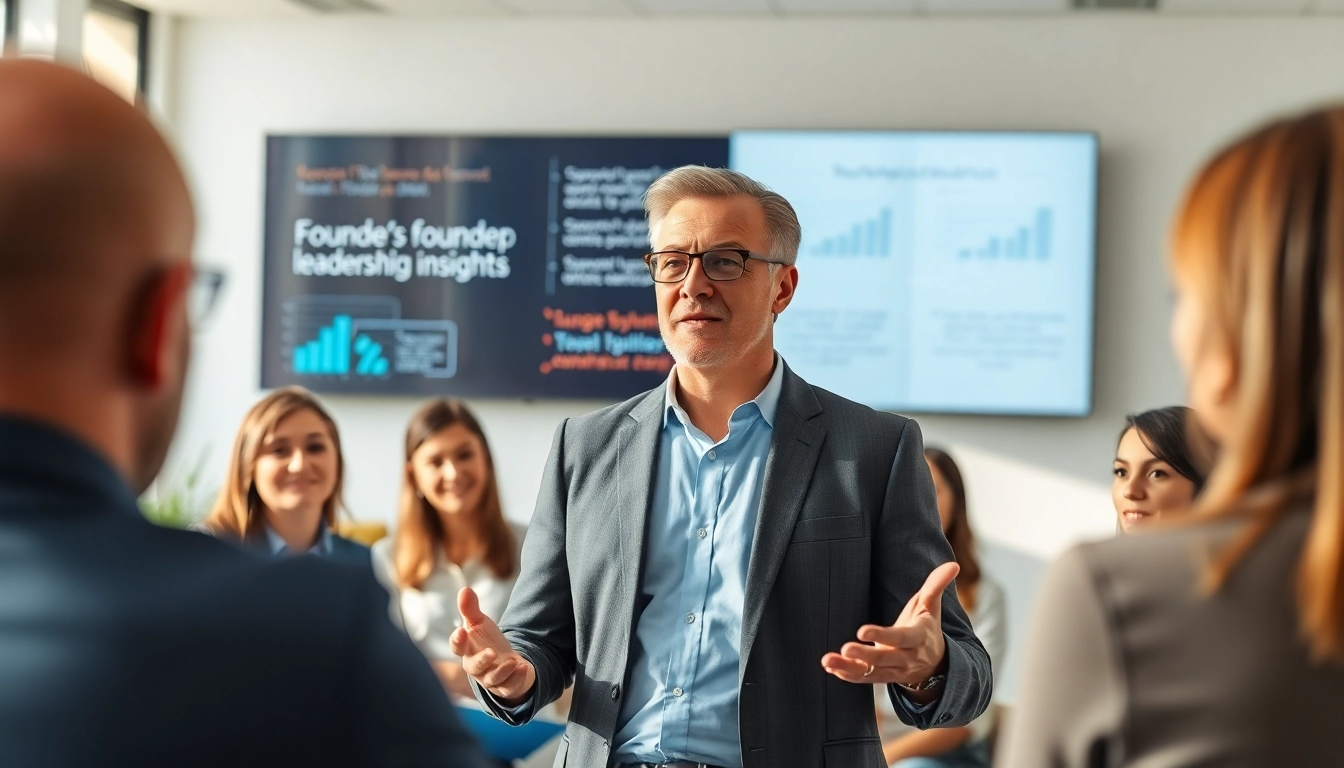 Showcasing founder leadership insights during an engaging business presentation.