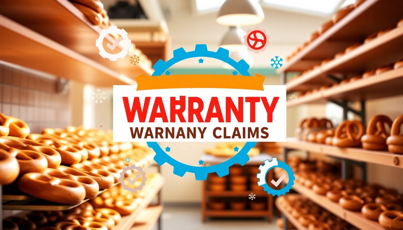 Highlighting no hassle warranty claims with an inviting bakery scene and warranty graphic.