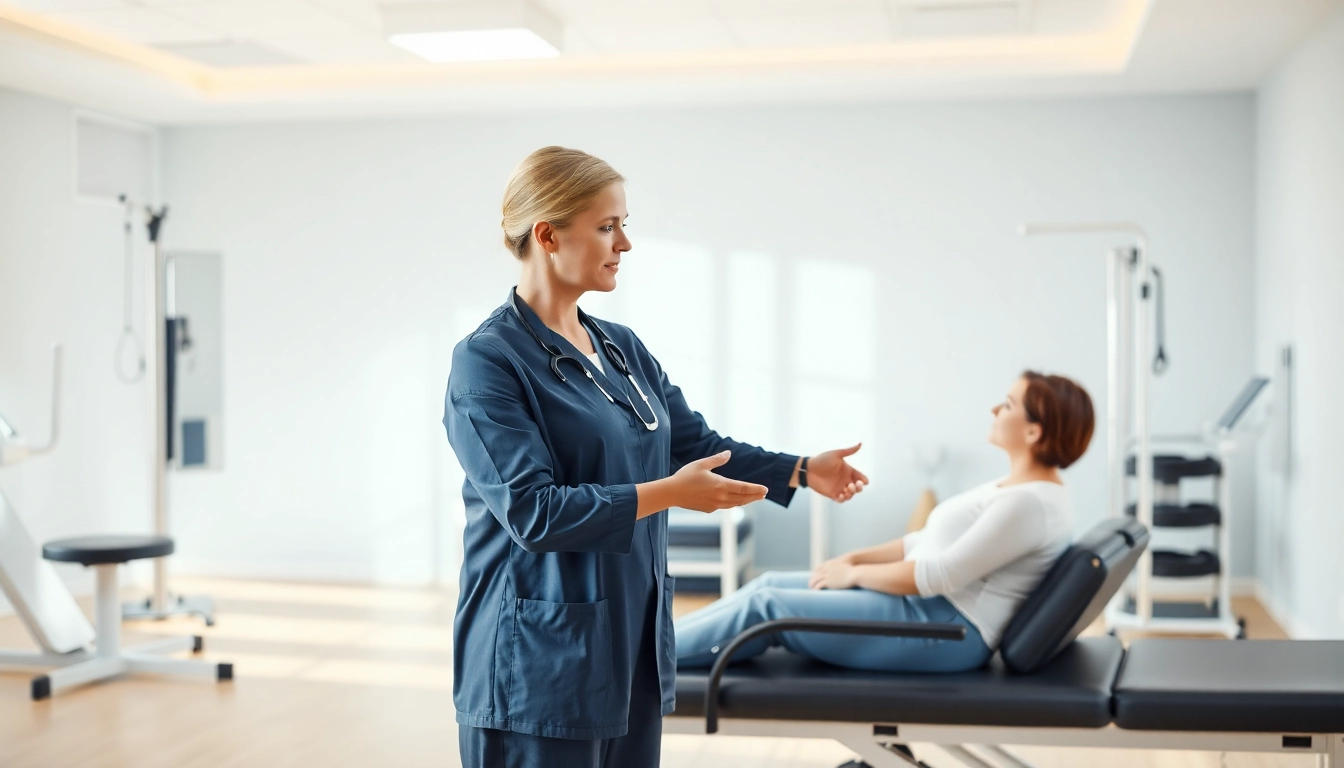 Engaging physiotherapist providing care in a professional therapy setting for physiotherapy near me.