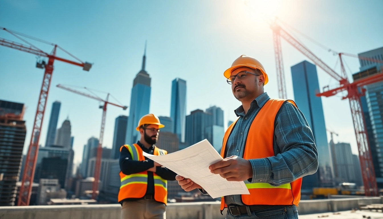 New York City General Contractor overseeing a vibrant construction project in a bustling urban environment.
