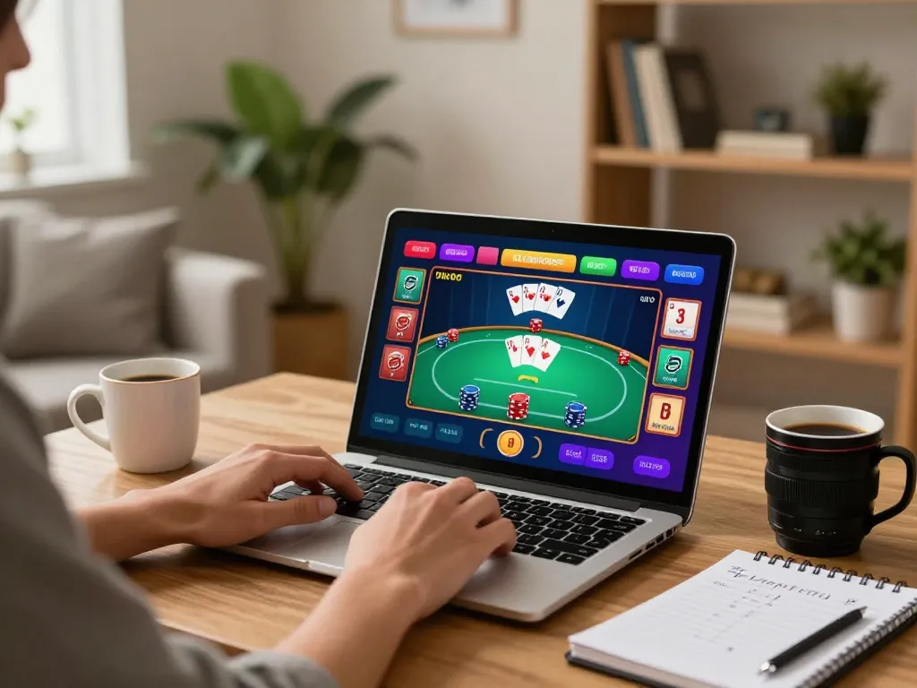 Taking advantage of tg88 trang chủ online gaming with vibrant poker action on a laptop.