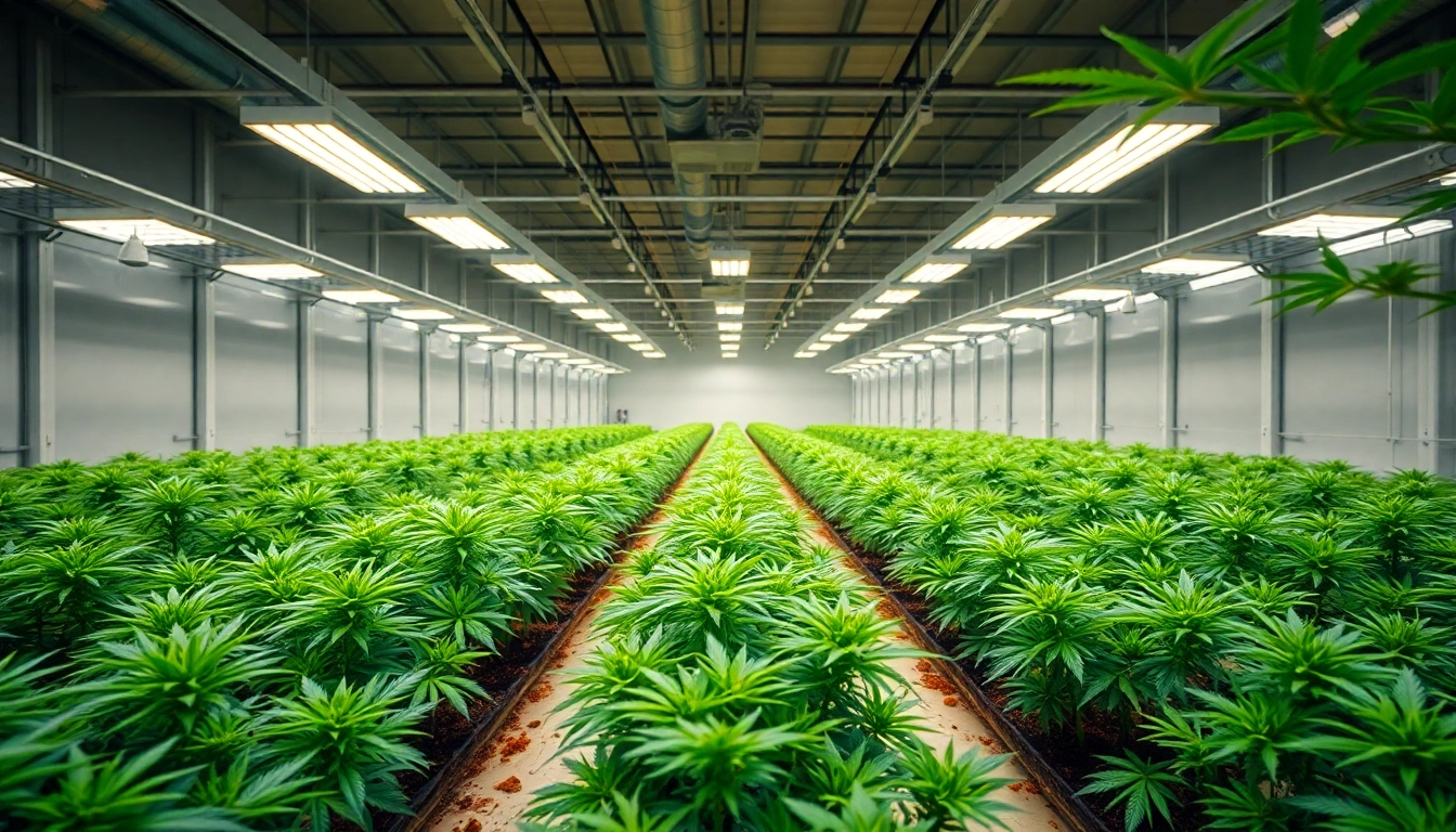 Club Cannabis Madrid – A lush indoor cannabis cultivation environment showcasing vibrant plants and modern lighting.