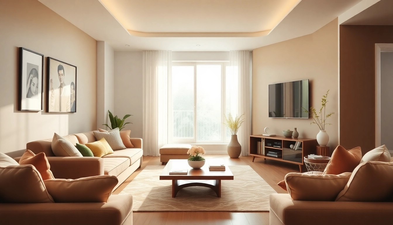 Captivating living room scene showcasing tv mounting with stylish decor elements.