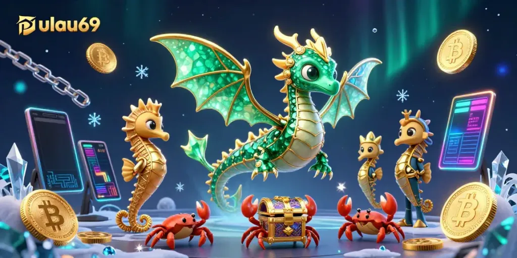 Engage in thrilling online gaming at pulau69 with a vibrant sea dragon illustration