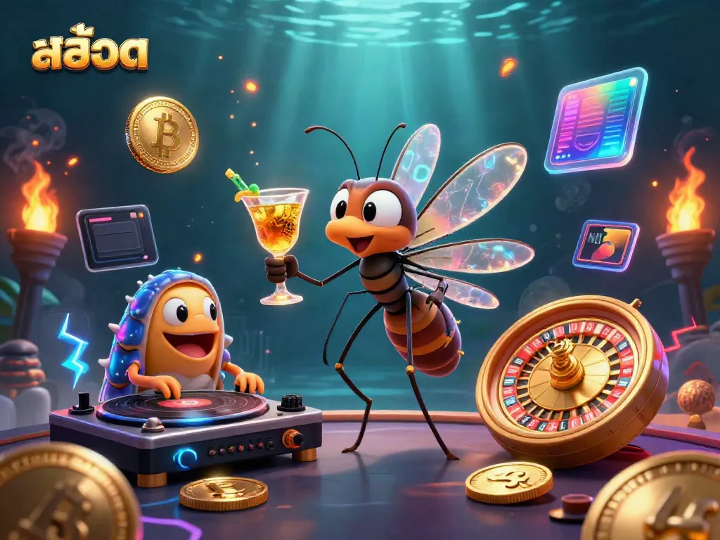 Engaging slots experience featuring a 3D cartoon mosquito mascot and unique casino elements.