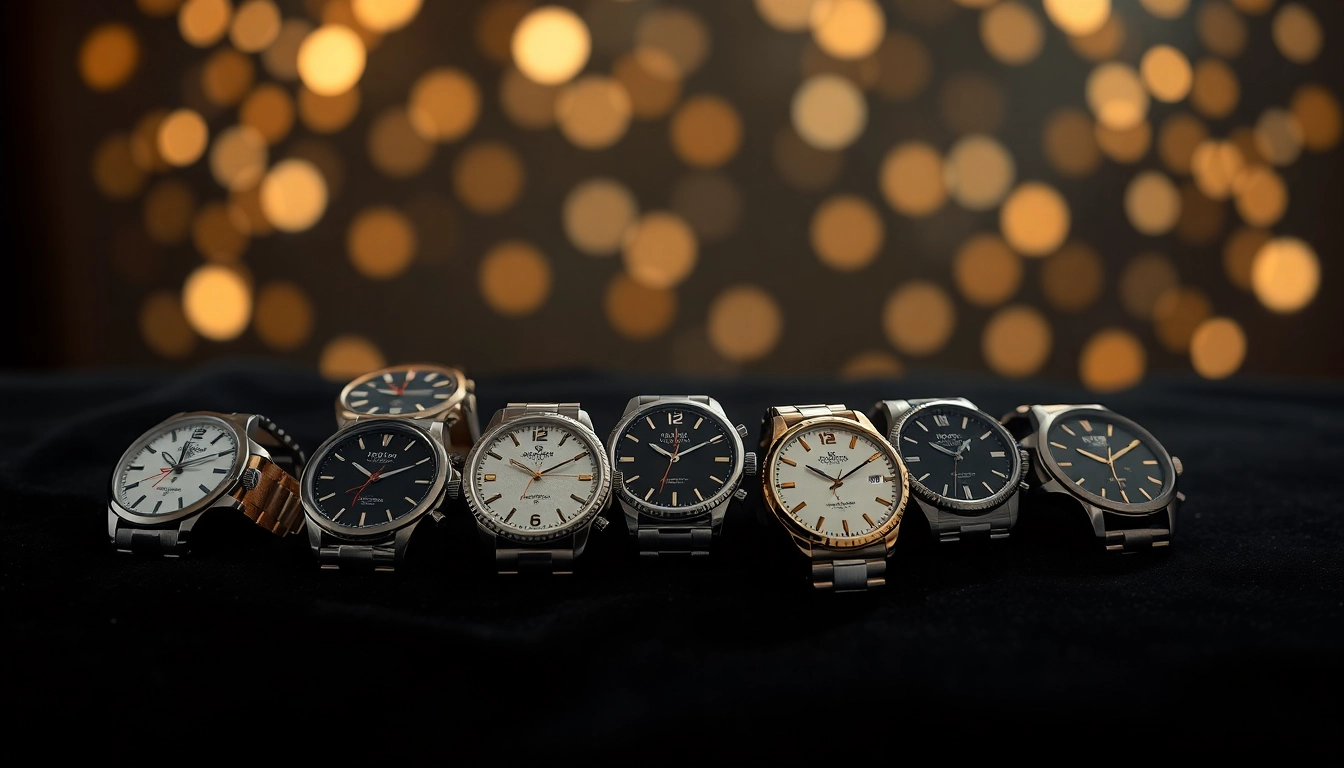 Elegant arrangement of super clone watches on velvet, showcasing luxury craftsmanship.