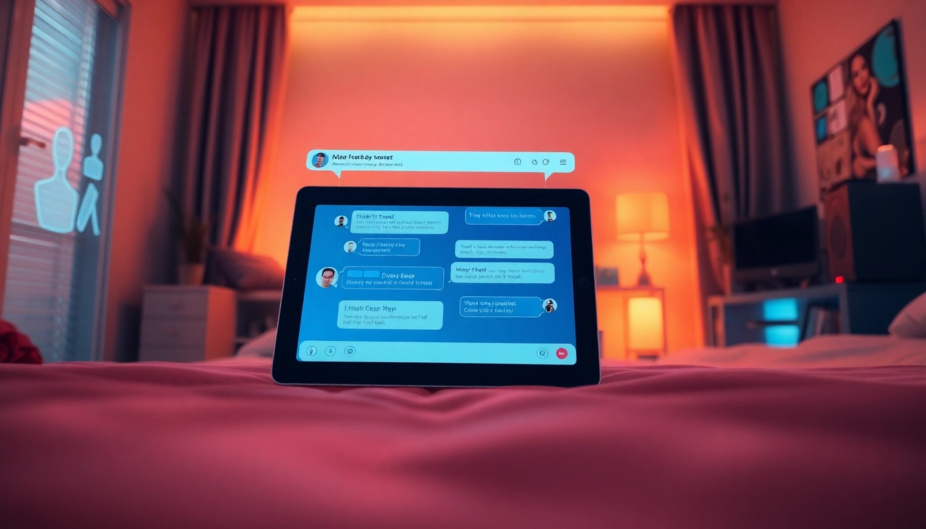 AI chat sex interface showcasing a lifelike character in a cozy setting.