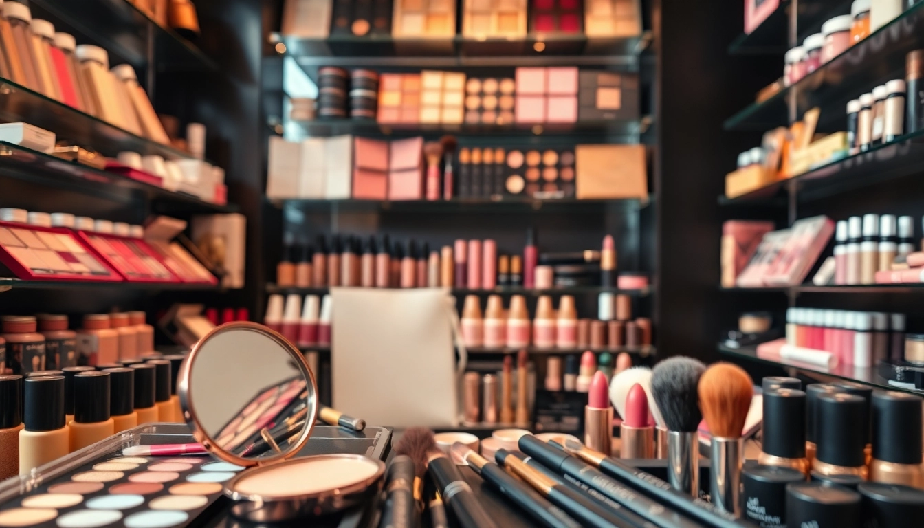 Engaging makeup wholesale display featuring a variety of products in an attractive retail setting.