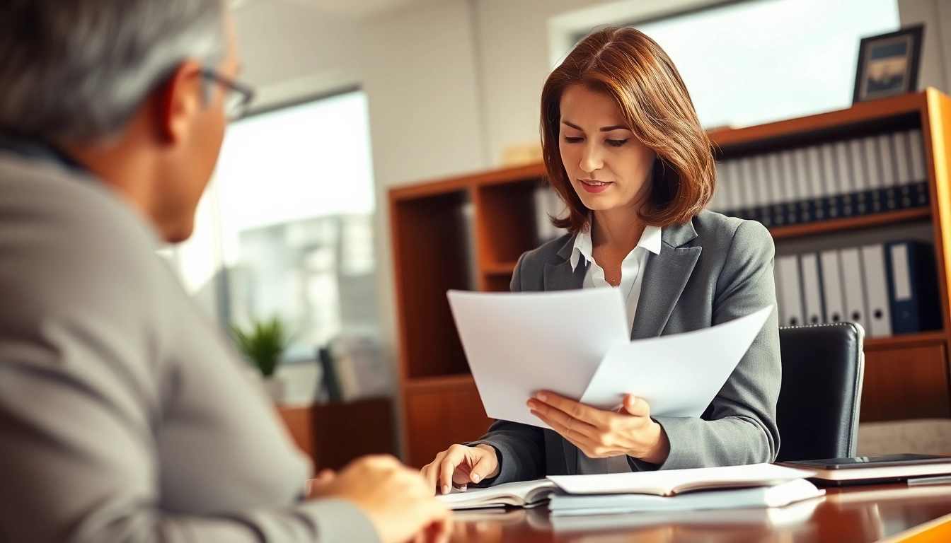 Clearwater truck accident attorney consulting with a client in a professional setting.