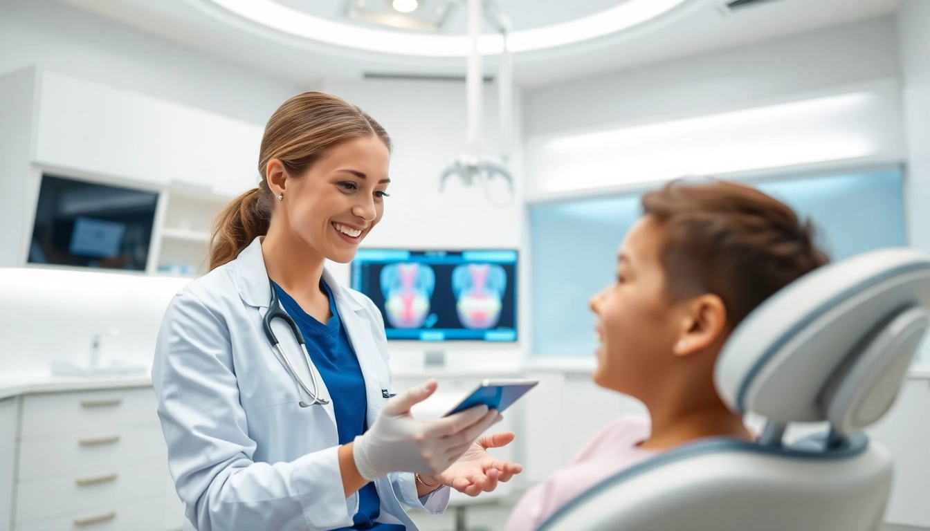 Engaged orthodontist edmonton explaining treatment options in a modern clinic.