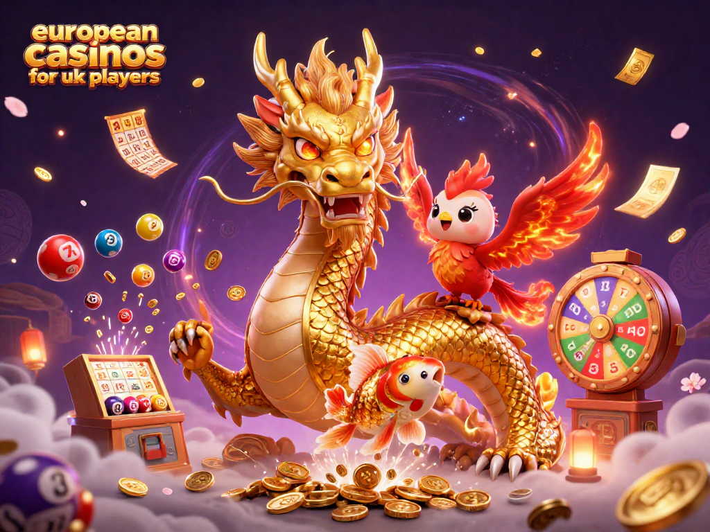 Experience the magic with european casinos for uk players featuring dragons, phoenixes, and vibrant gaming elements.