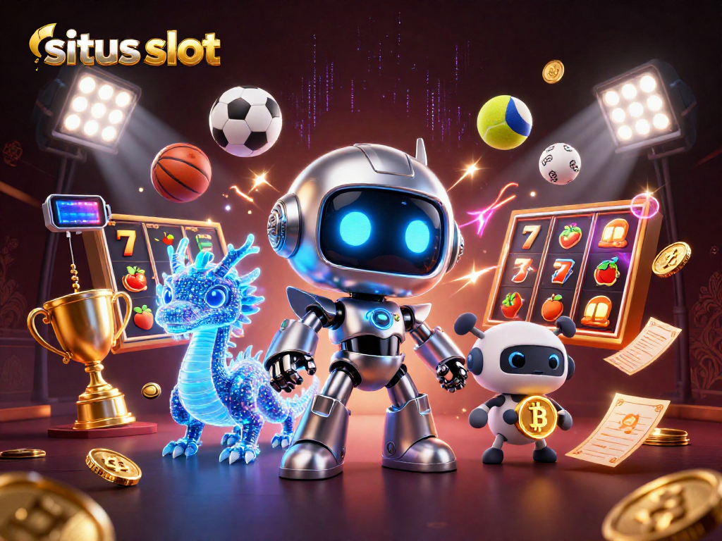 Menyaksikan situs slot dengan robot 3D futuristik, naga holografik, dan drone bitcoin dalam aksi perjudian yang menarik.
