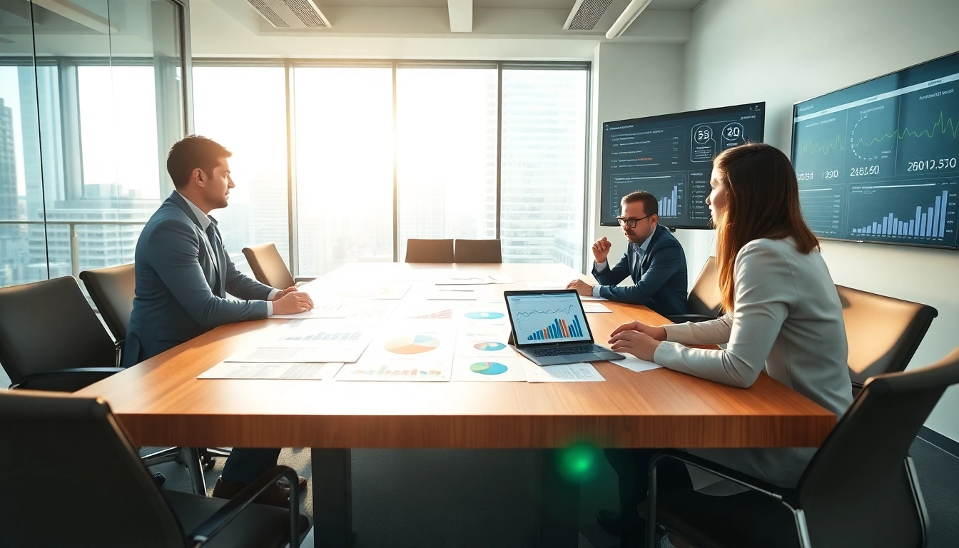 Discussing competitor pricing strategies in a professional business meeting with charts.
