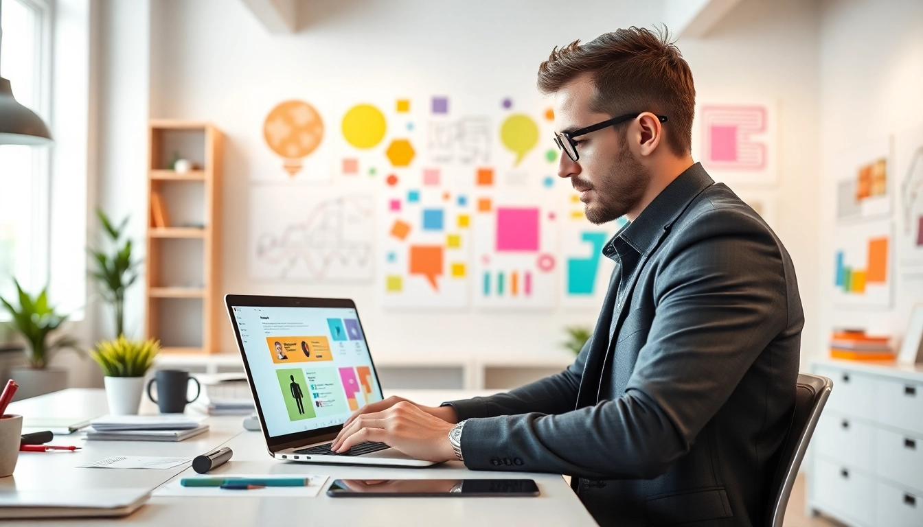 Webdesign kreativ gestalten mit einem Designer in einem inspirierenden Büro.