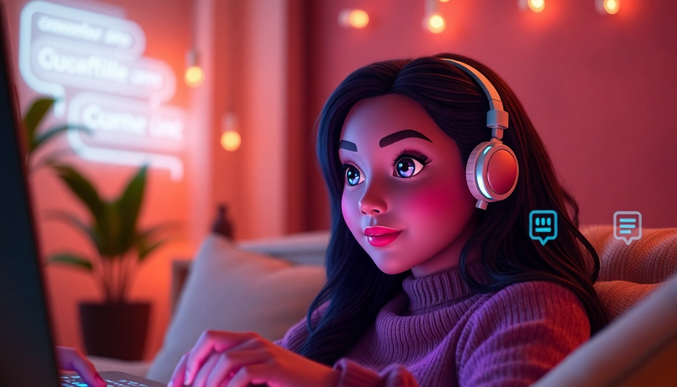 Engaging user interaction with sex chat AI in a cozy virtual environment.
