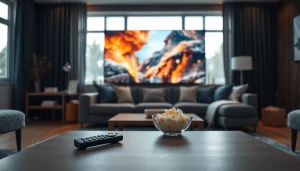 Engaging living room scene showing iron TV in use, creating a vibrant entertainment atmosphere.