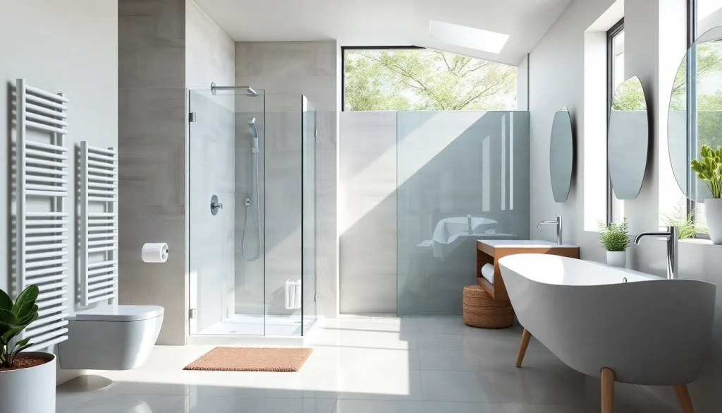 sonni sanitär GmbH bietet hochwertige Duschwände in einem modernen Badezimmer-Setting an.