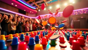 Permainan plinko demo yang menonjol dengan pegs berwarna-warni dan disc yang meluncur.