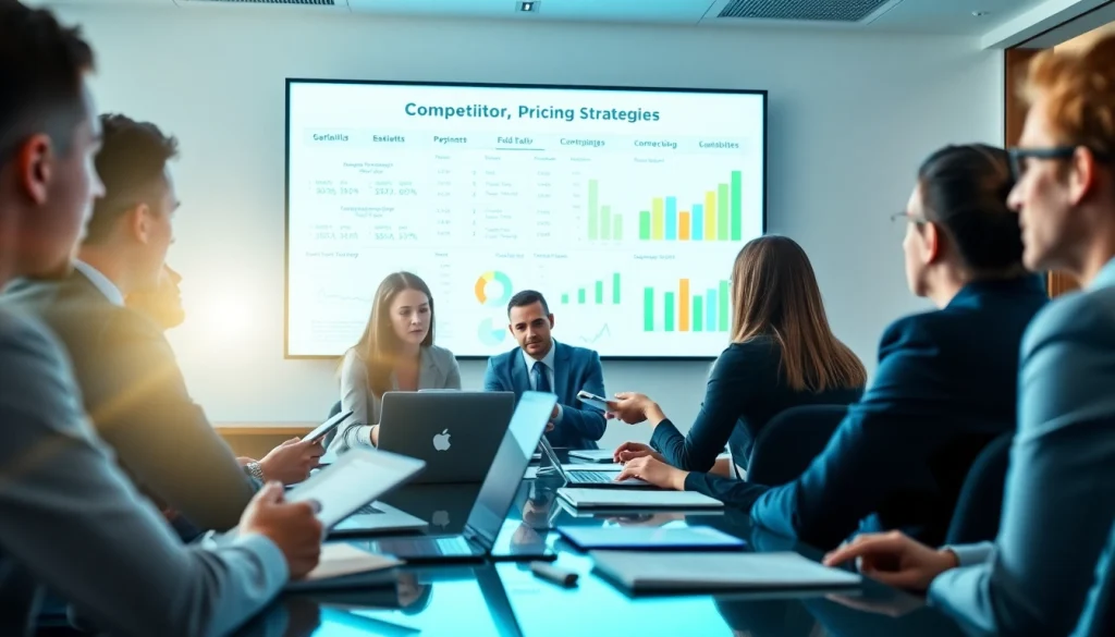 Discussing competitor pricing strategies in a collaborative business meeting setting.