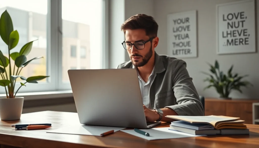 Craft a compelling Cover Letter at a stylish desk with an open laptop and inspiring decor.