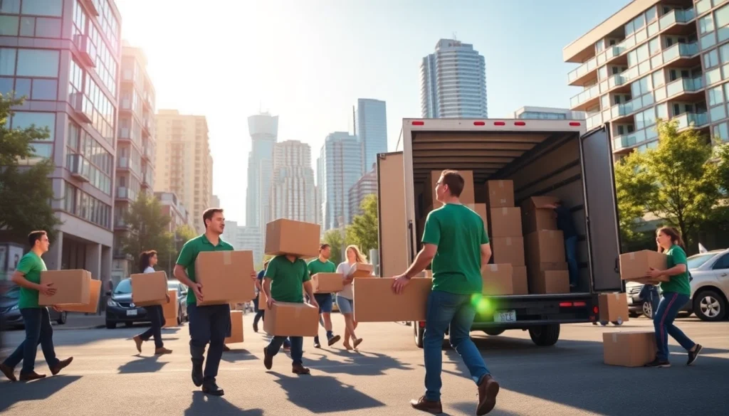 Team of best movers in Vancouver efficiently relocating items in an urban setting.