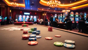 SODO casino scene showcasing a luxurious poker table with chips and cards.
