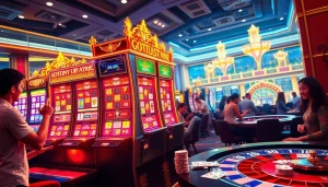 Rasakan aksi taruhan tinggi di slot depo 5rb dengan mesin yang berwarna-warni dan pemain yang bersemangat.