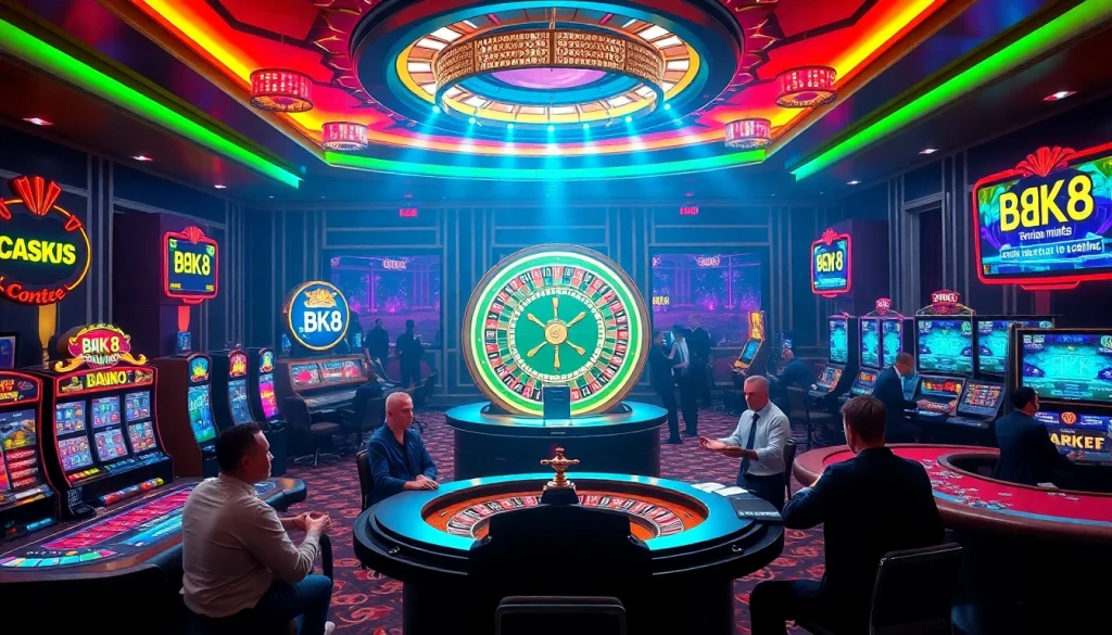 Experience the excitement of BK8 เว็บตรง with vibrant casino tables and a lively atmosphere.