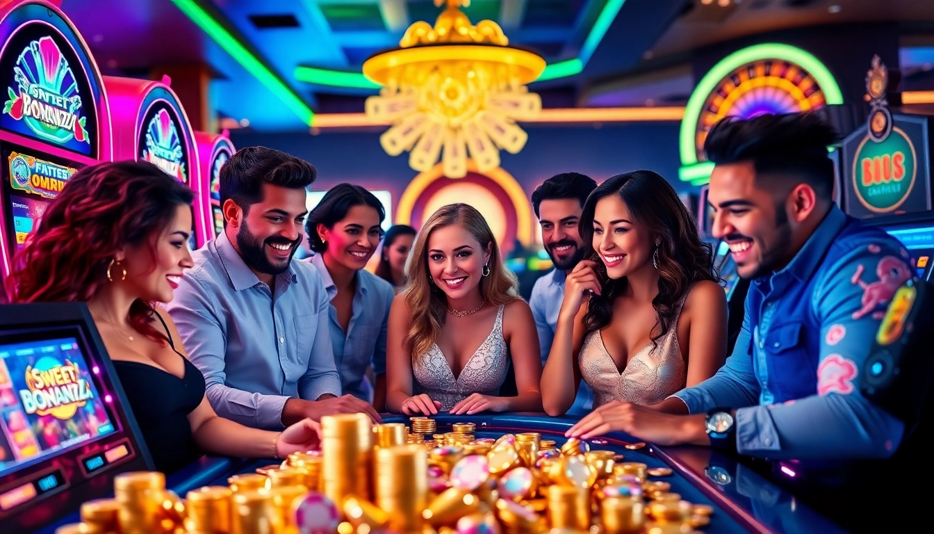 Engaged players enjoying the thrill of slot pragmatic play at a vibrant casino.
