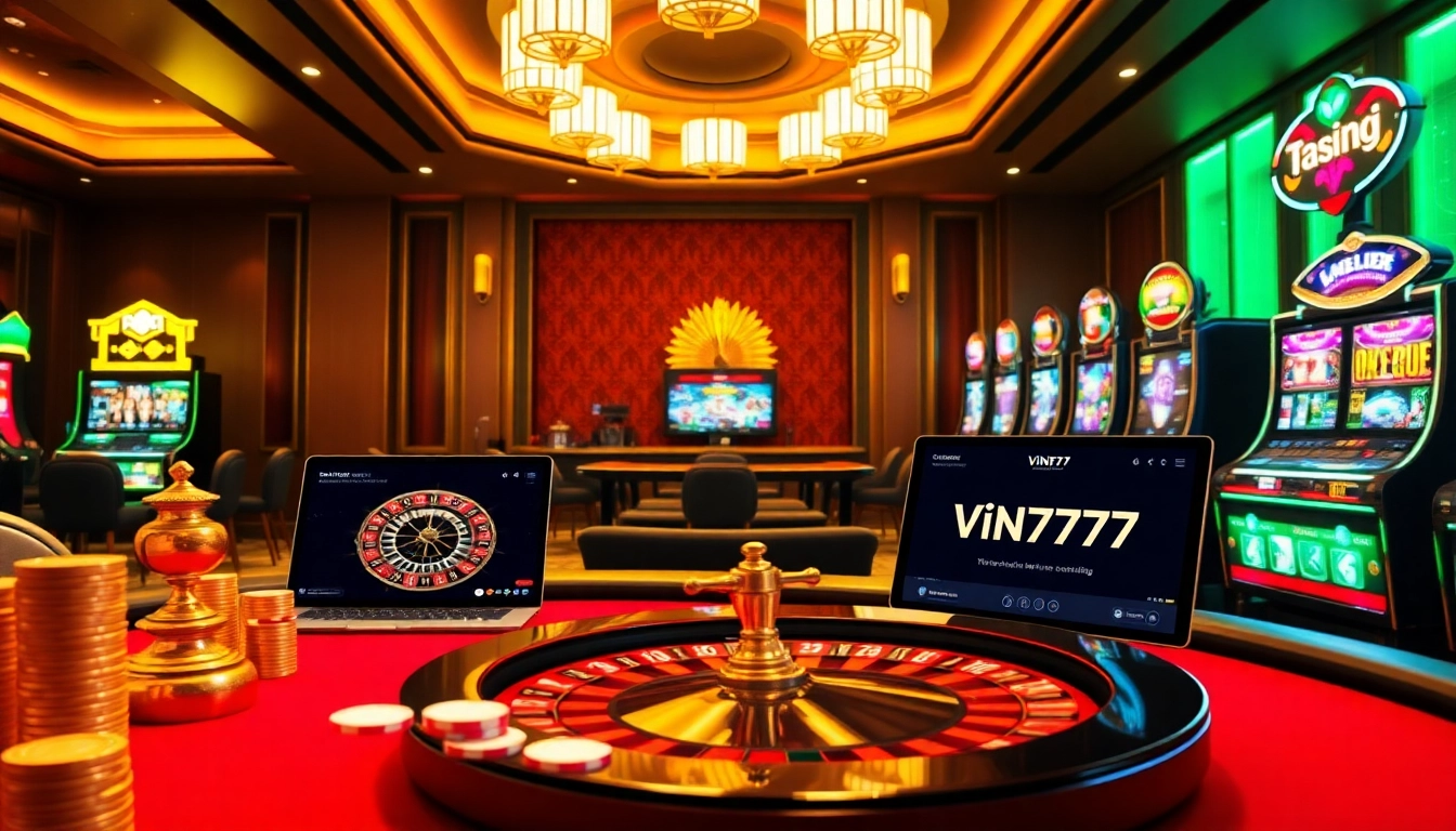 Experience thrilling gaming action at vin777 com with poker tables, roulette wheels, and slot machines.