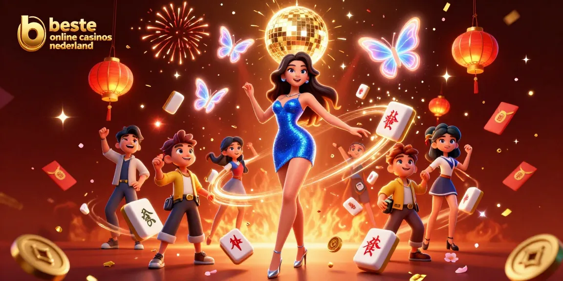 Glamorous scene featuring a woman celebrating at the beste online casinos nederland with vibrant elements around her.