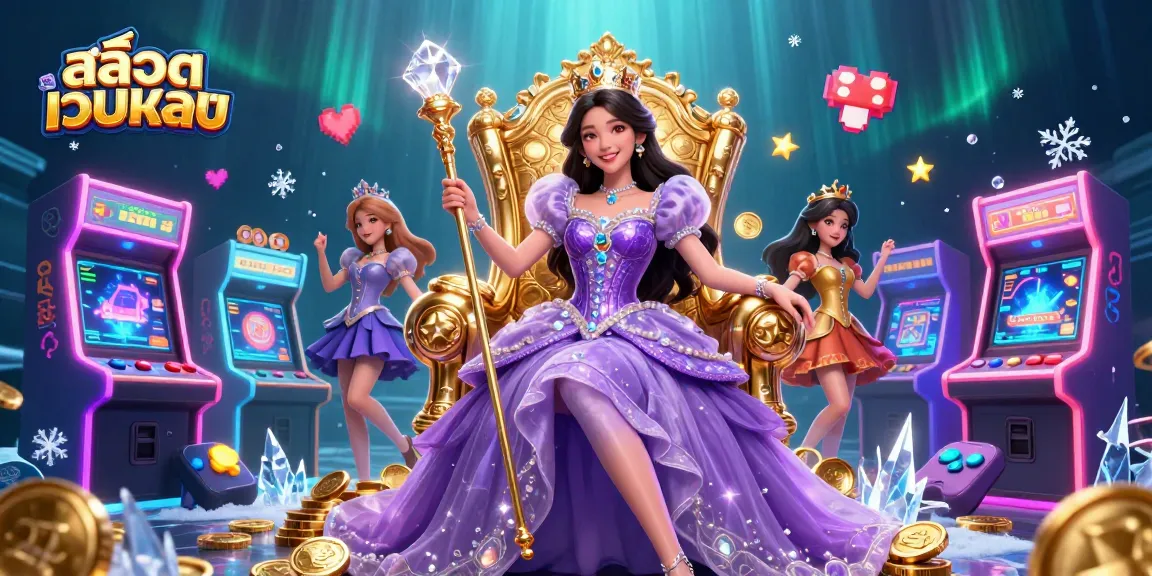 Experience the thrill of สล็อตเว็บตรง with a captivating casino illustration featuring dynamic gaming elements and a royal character.