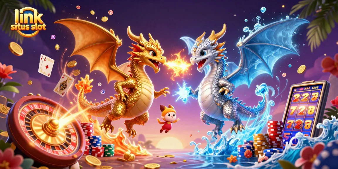 Winning big with link situs slot in an immersive 3D casino adventure featuring dragons and sparkling gems.